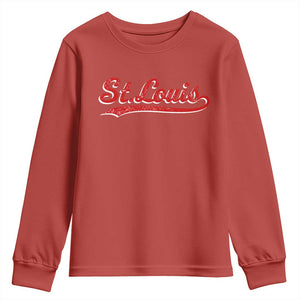 St Louis Sports Script Retro Baseball Lovers Proud City Youth Sweatshirt TS11 Red Print Your Wear