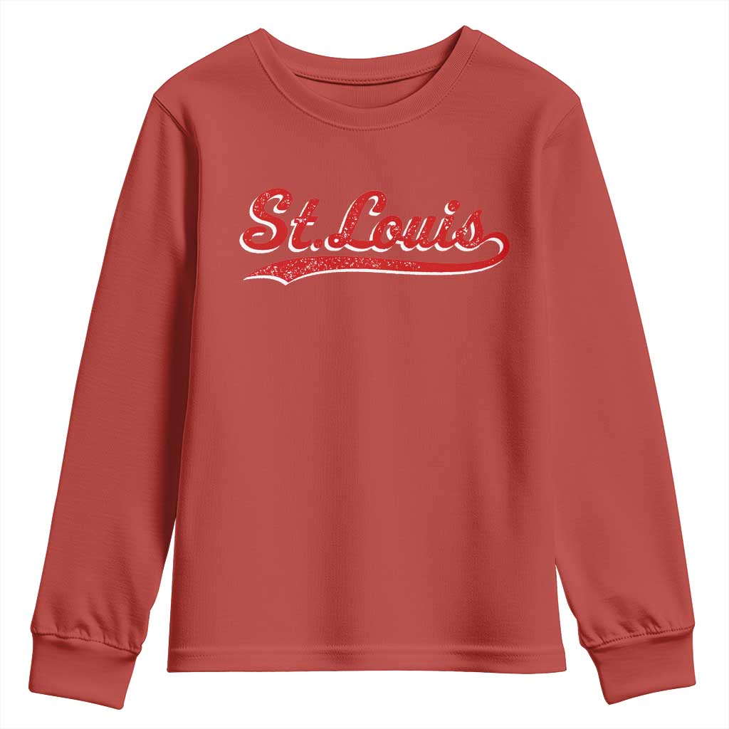 St Louis Sports Script Retro Baseball Lovers Proud City Youth Sweatshirt TS11 Red Print Your Wear