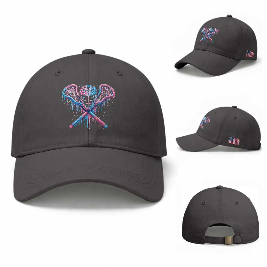 Lacrosse Drip Ice Cream Lax Helmet Sticks Sport Player Baseball Cap TS11 Baseball Cap Universal Fit Dark Gray Print Your Wear
