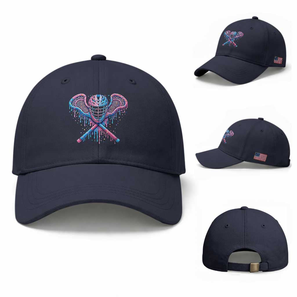 Lacrosse Drip Ice Cream Lax Helmet Sticks Sport Player Baseball Cap TS11 Baseball Cap Universal Fit Navy Print Your Wear