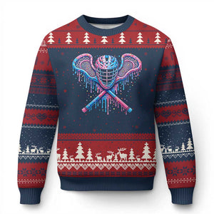 Lacrosse Drip Ice Cream Lax Helmet Sticks Sport Player Ugly Christmas Sweater TS11 Navy Red Print Your Wear