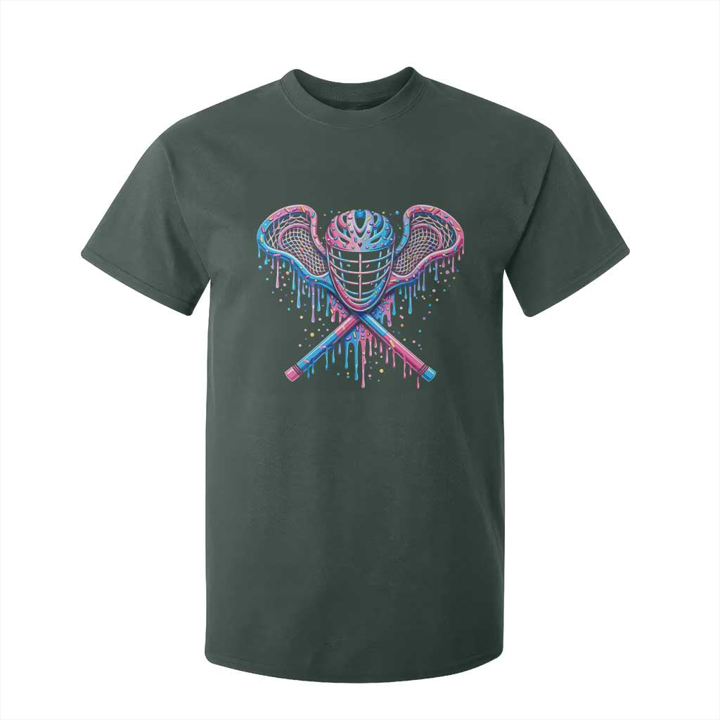 Lacrosse Drip Ice Cream Lax Helmet Sticks Sport Player T Shirt For Kid TS11 Dark Forest Green Print Your Wear