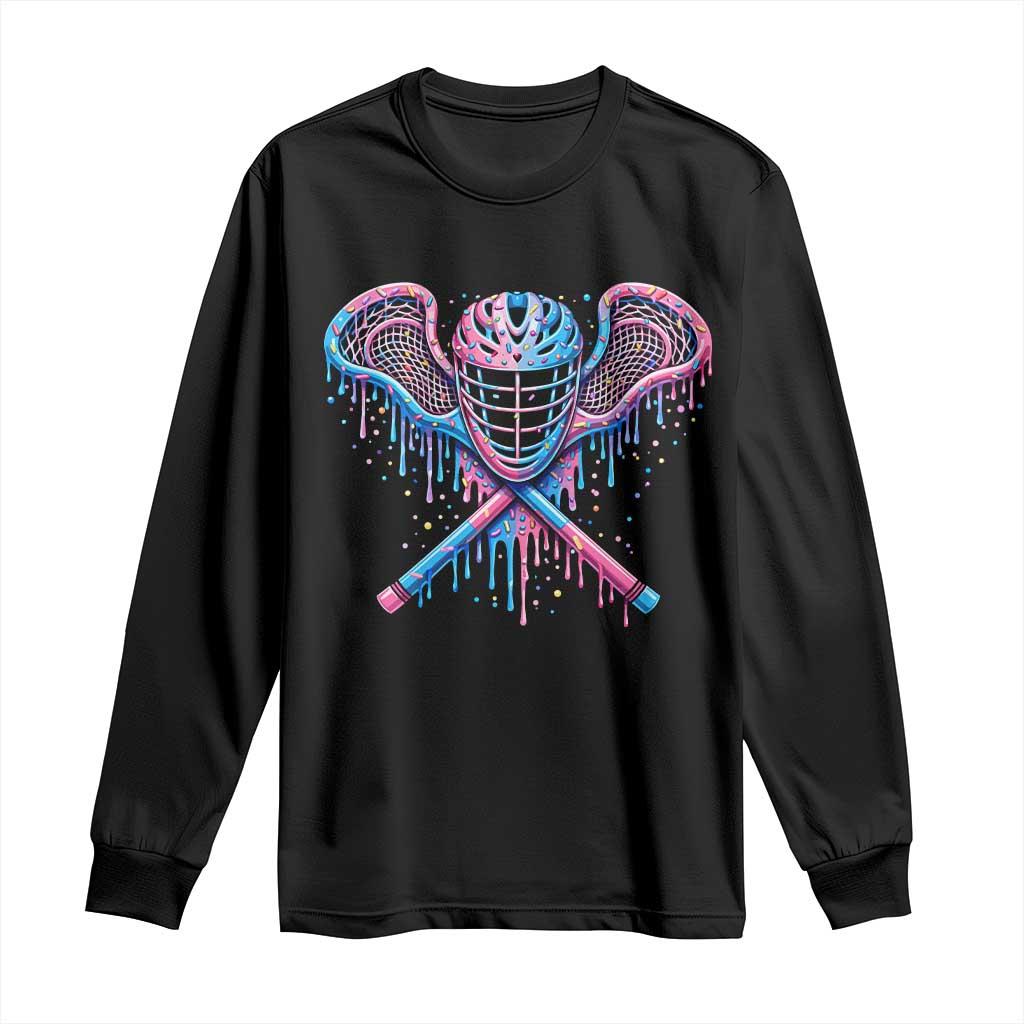 Lacrosse Drip Ice Cream Lax Helmet Sticks Sport Player Long Sleeve Shirt TS11 Black Print Your Wear