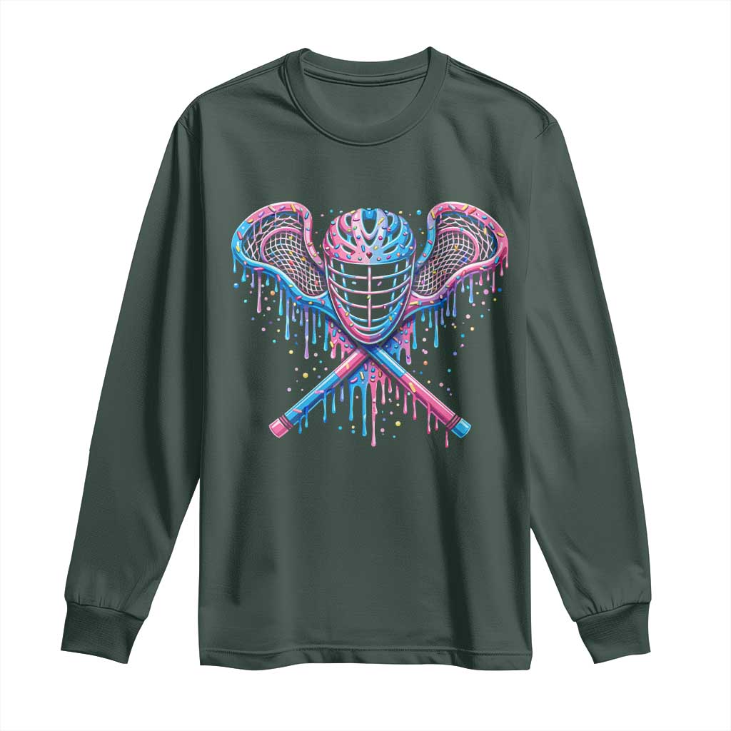 Lacrosse Drip Ice Cream Lax Helmet Sticks Sport Player Long Sleeve Shirt TS11 Dark Forest Green Print Your Wear