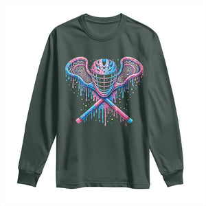Lacrosse Drip Ice Cream Lax Helmet Sticks Sport Player Long Sleeve Shirt TS11 Dark Forest Green Print Your Wear