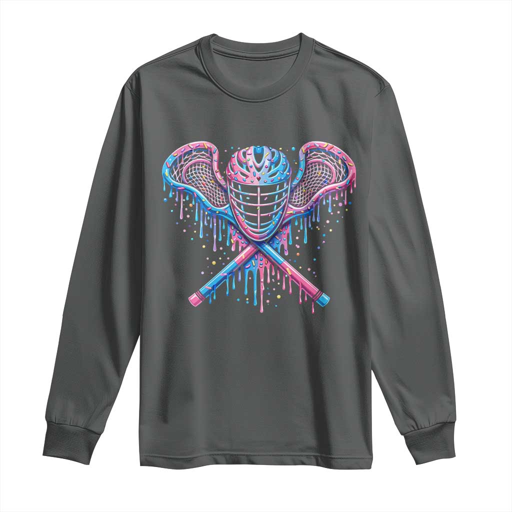 Lacrosse Drip Ice Cream Lax Helmet Sticks Sport Player Long Sleeve Shirt TS11 Dark Heather Print Your Wear