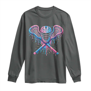 Lacrosse Drip Ice Cream Lax Helmet Sticks Sport Player Long Sleeve Shirt TS11 Dark Heather Print Your Wear