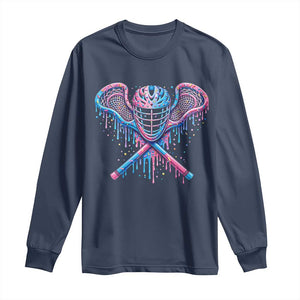 Lacrosse Drip Ice Cream Lax Helmet Sticks Sport Player Long Sleeve Shirt TS11 Navy Print Your Wear