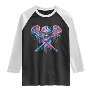 Lacrosse Drip Ice Cream Lax Helmet Sticks Sport Player Raglan Shirt TS11 Black White Print Your Wear