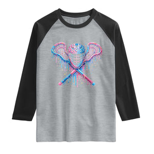 Lacrosse Drip Ice Cream Lax Helmet Sticks Sport Player Raglan Shirt TS11 Heather Gray Black Print Your Wear