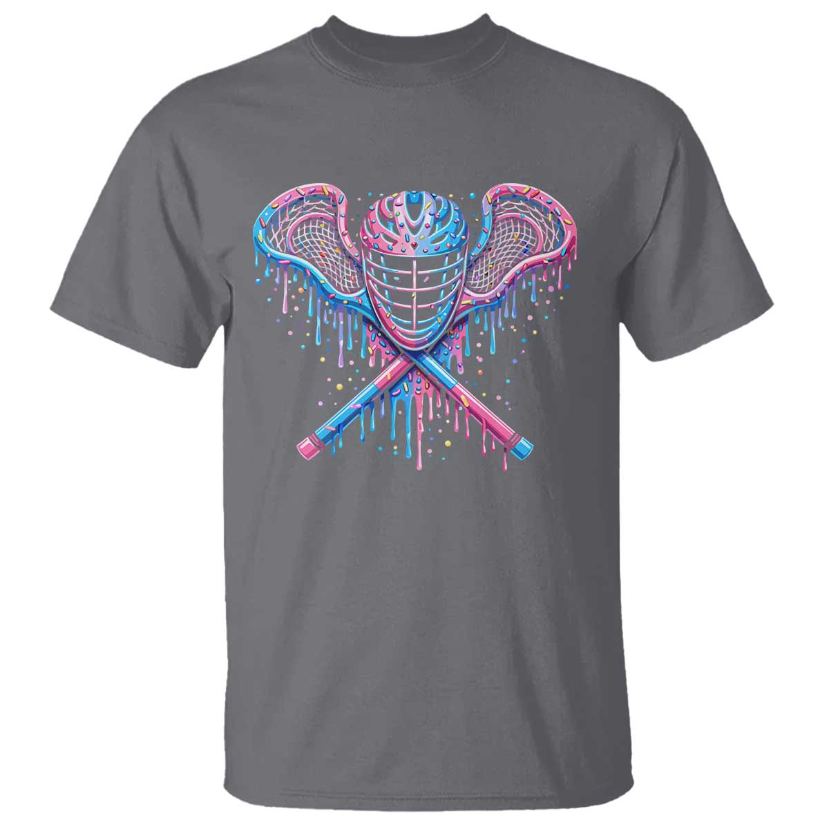 Lacrosse Drip Ice Cream Lax Helmet Sticks Sport Player T Shirt TS11 Charcoal Print Your Wear