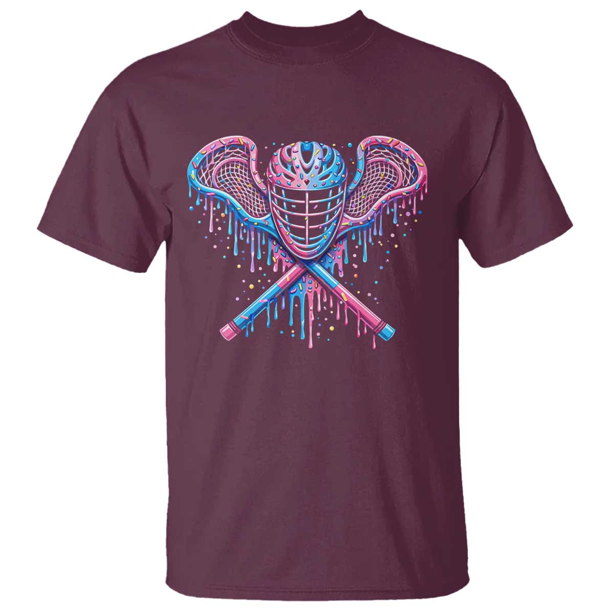 Lacrosse Drip Ice Cream Lax Helmet Sticks Sport Player T Shirt TS11 Maroon Print Your Wear