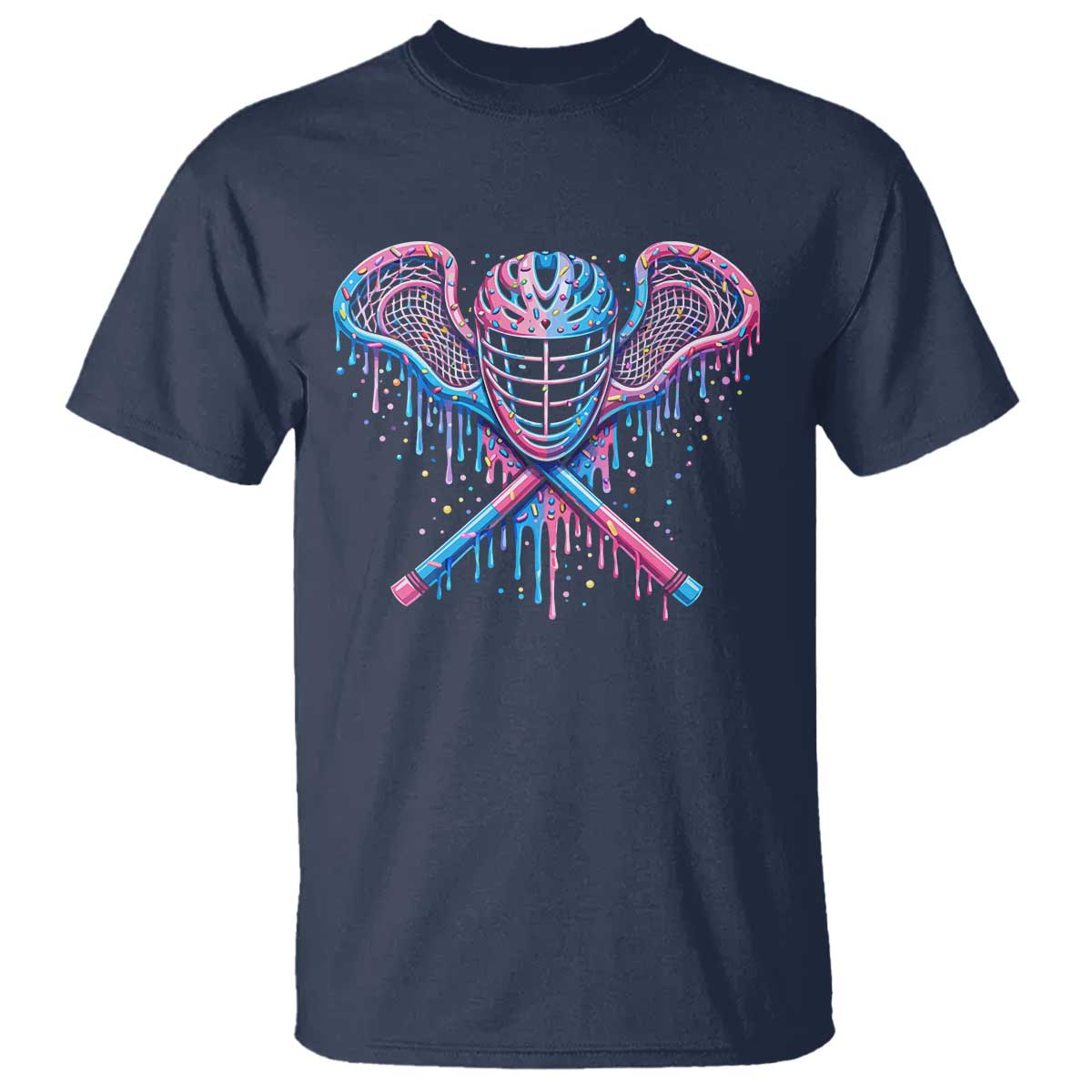 Lacrosse Drip Ice Cream Lax Helmet Sticks Sport Player T Shirt TS11 Navy Print Your Wear