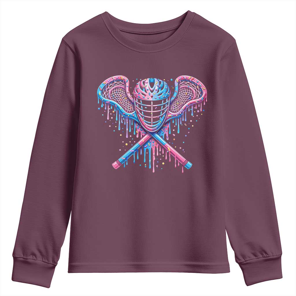 Lacrosse Drip Ice Cream Lax Helmet Sticks Sport Player Youth Sweatshirt TS11 Maroon Print Your Wear