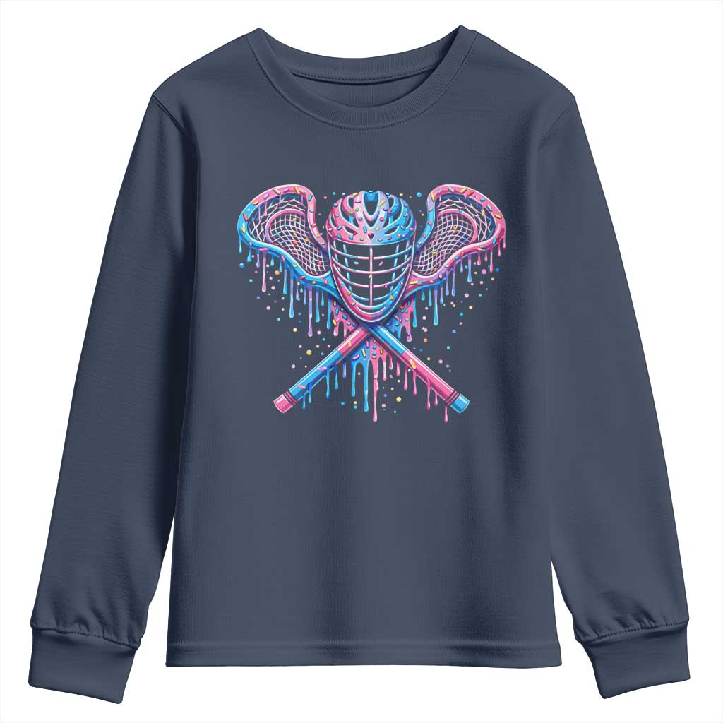 Lacrosse Drip Ice Cream Lax Helmet Sticks Sport Player Youth Sweatshirt TS11 Navy Print Your Wear