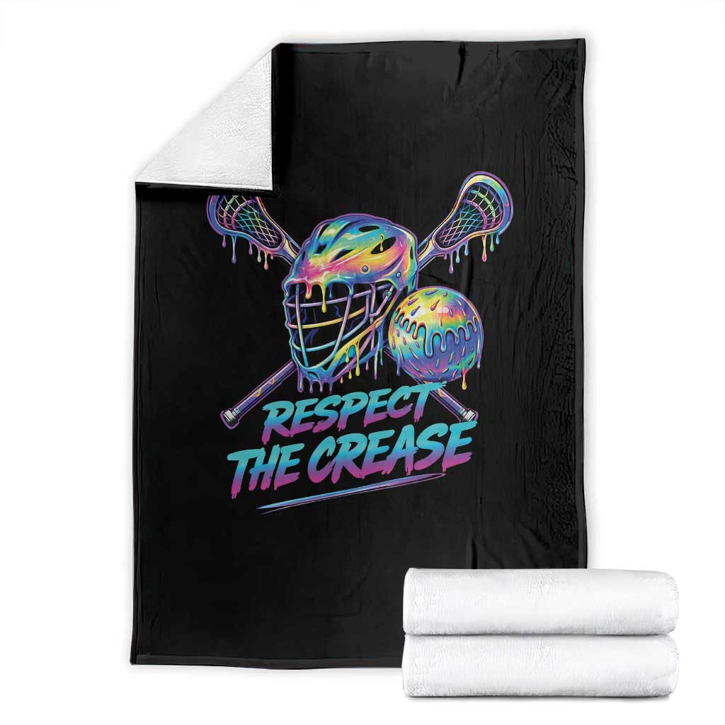 Respect The Crease Lacrosse Drip Throw Blanket Funny Lax Goalie TS11 Black Print Your Wear