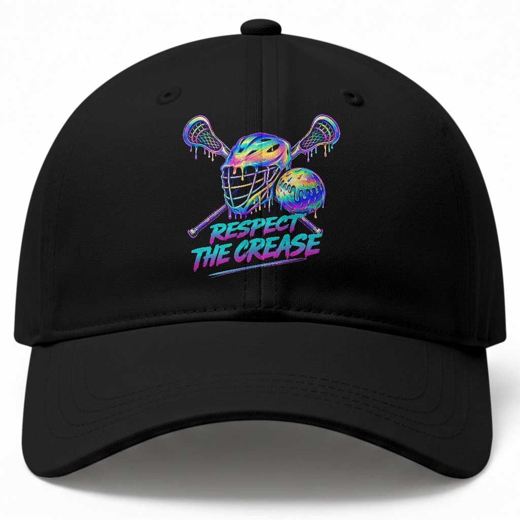 Respect The Crease Lacrosse Drip Baseball Cap Funny Lax Goalie TS11 Print Your Wear