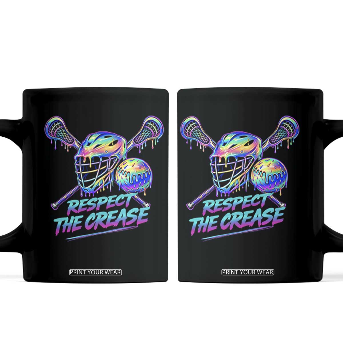 Respect The Crease Lacrosse Drip Coffee Mug Funny Lax Goalie TS11 Black Print Your Wear