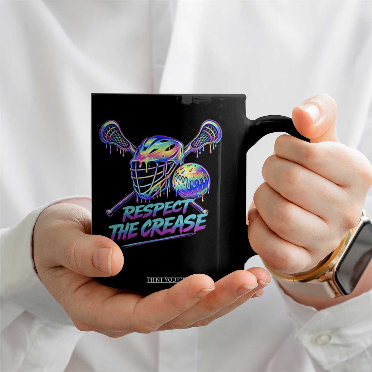 Respect The Crease Lacrosse Drip Coffee Mug Funny Lax Goalie TS11 Print Your Wear