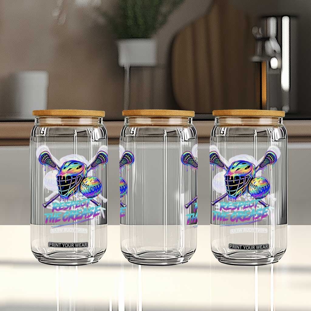 Respect The Crease Lacrosse Drip Glass Can Funny Lax Goalie TS11 Print Your Wear