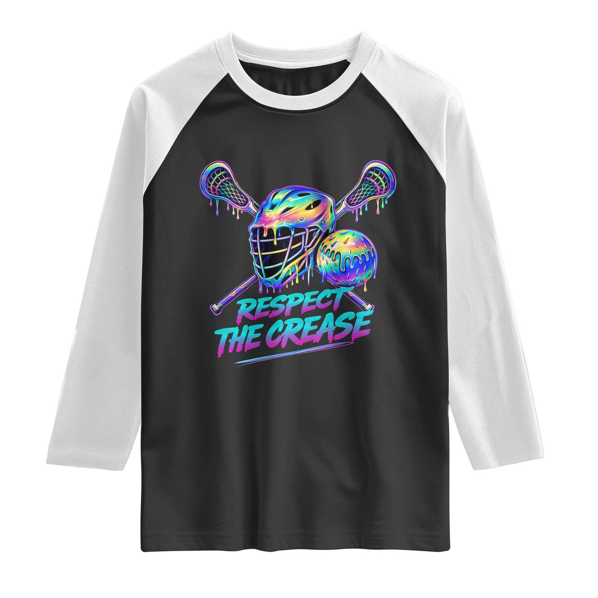 Respect The Crease Lacrosse Drip Raglan Shirt Funny Lax Goalie TS11 Black White Print Your Wear