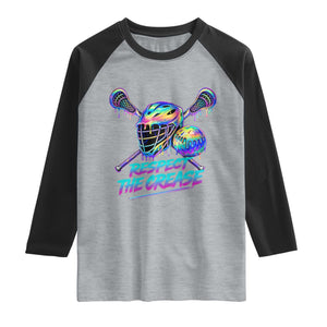 Respect The Crease Lacrosse Drip Raglan Shirt Funny Lax Goalie TS11 Heather Gray Black Print Your Wear