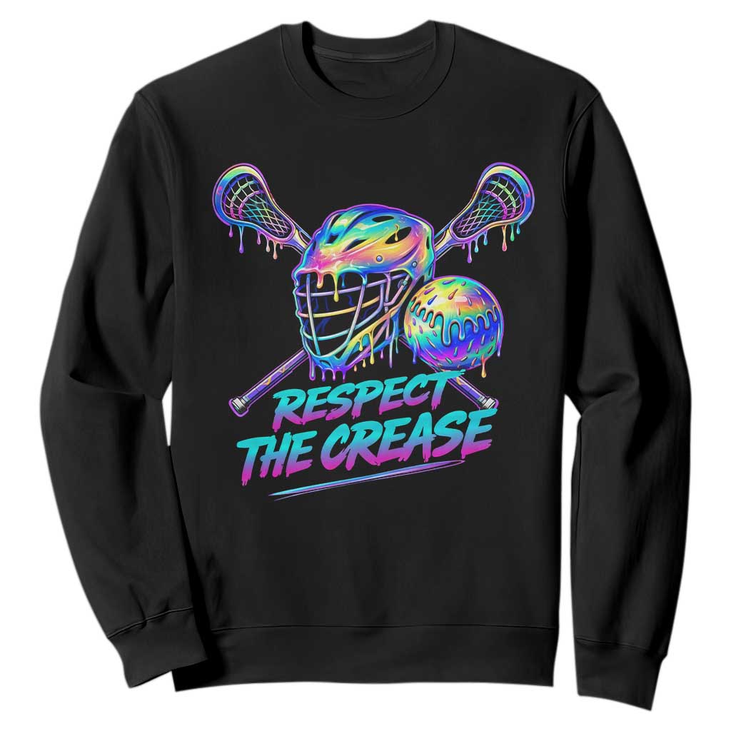 Respect The Crease Lacrosse Drip Sweatshirt Funny Lax Goalie TS11 Black Print Your Wear