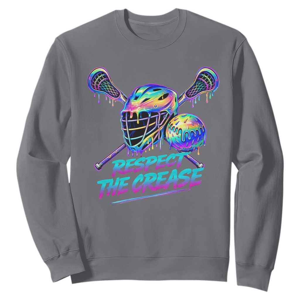 Respect The Crease Lacrosse Drip Sweatshirt Funny Lax Goalie TS11 Charcoal Print Your Wear