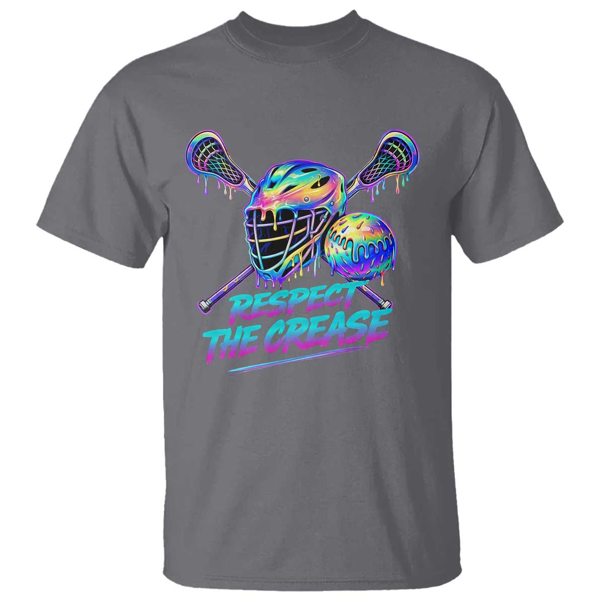 Respect The Crease Lacrosse Drip T Shirt Funny Lax Goalie TS11 Charcoal Print Your Wear