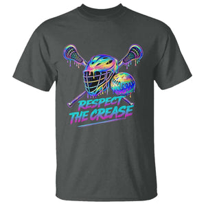 Respect The Crease Lacrosse Drip T Shirt Funny Lax Goalie TS11 Dark Heather Print Your Wear