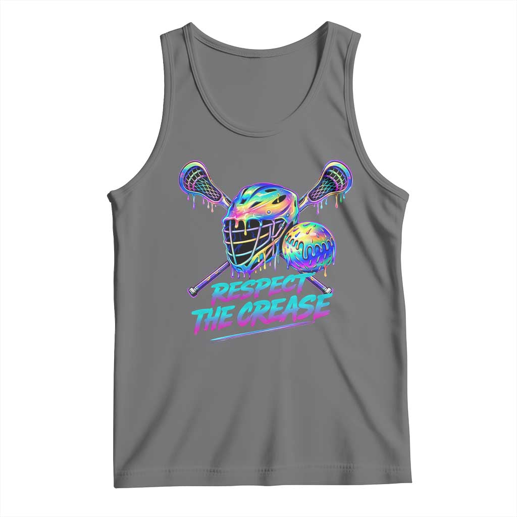 Respect The Crease Lacrosse Drip Tank Top Funny Lax Goalie TS11 Black Heather Print Your Wear