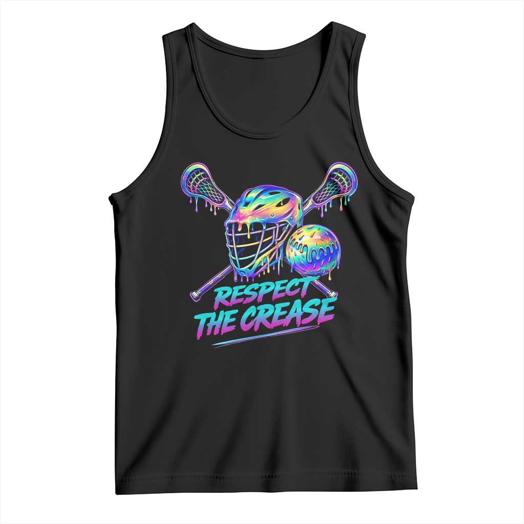 Respect The Crease Lacrosse Drip Tank Top Funny Lax Goalie TS11 Black Print Your Wear