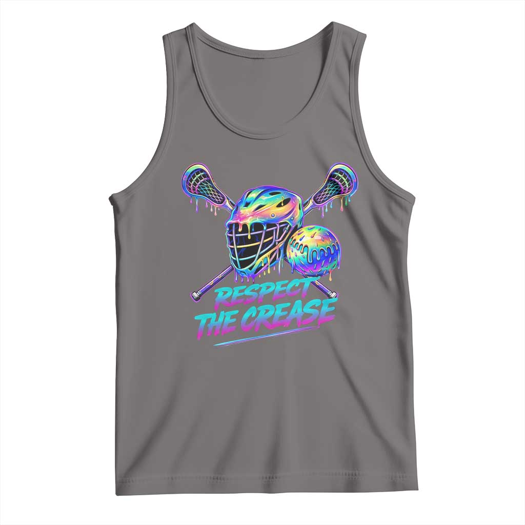 Respect The Crease Lacrosse Drip Tank Top Funny Lax Goalie TS11 Deep Heather Print Your Wear