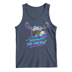 Respect The Crease Lacrosse Drip Tank Top Funny Lax Goalie TS11 Navy Print Your Wear