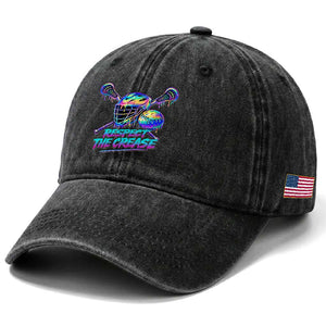 Respect The Crease Lacrosse Drip Washed Cotton Baseball Cap Funny Lax Goalie TS11 Print Your Wear
