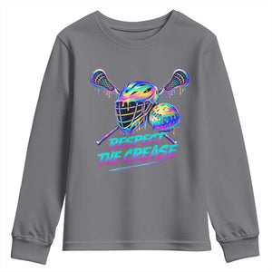 Respect The Crease Lacrosse Drip Youth Sweatshirt Funny Lax Goalie TS11 Charcoal Print Your Wear