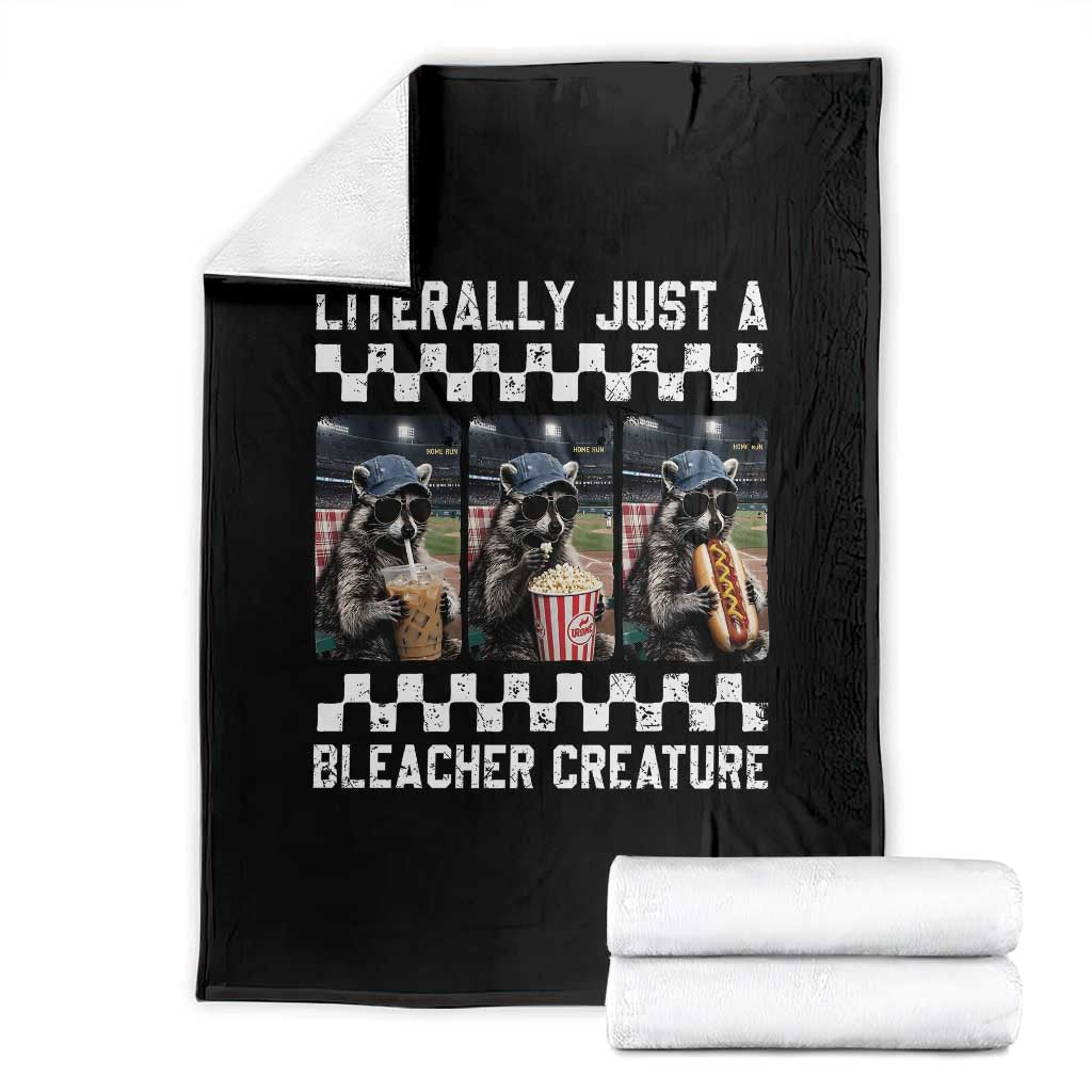 Baseball Raccoon Literally Just a Bleacher Creature Throw Blanket Funny Trash Panda At Ballfield TS11 Black Print Your Wear