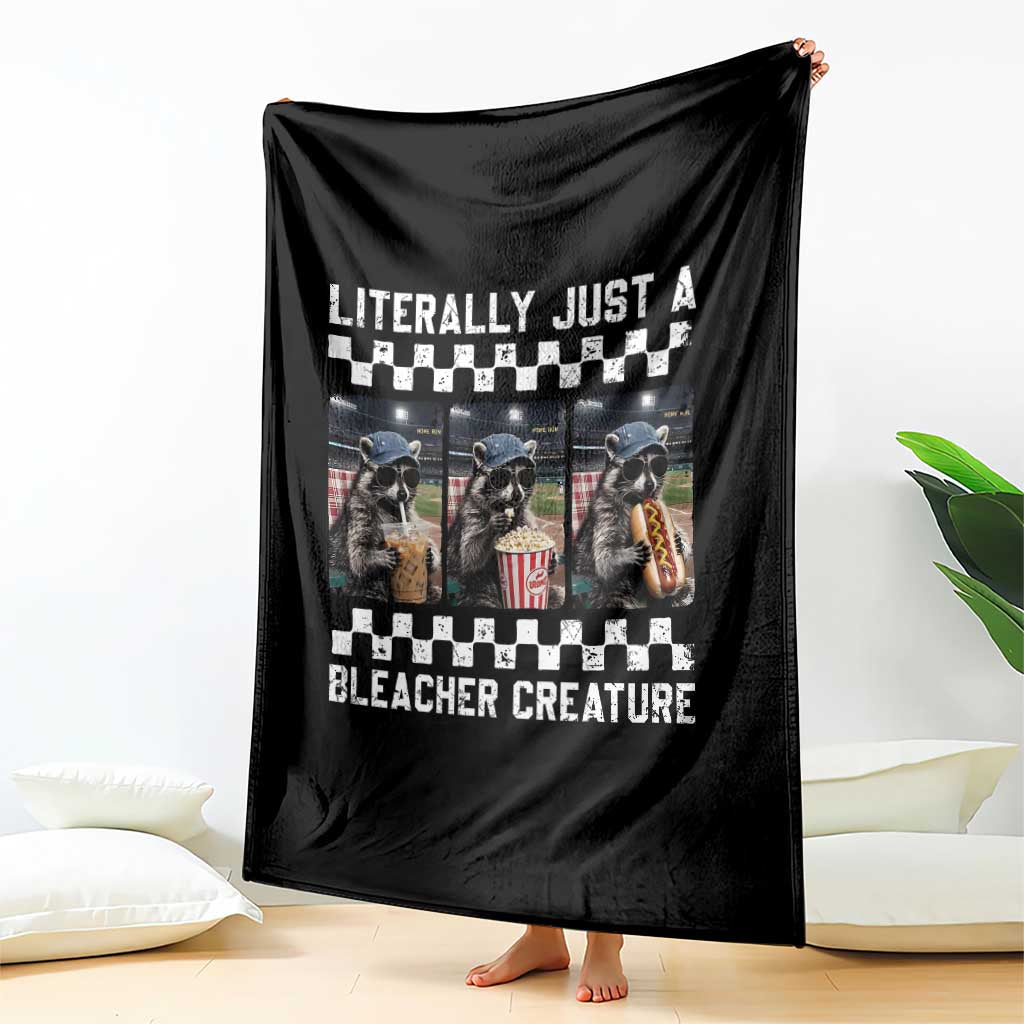 Baseball Raccoon Literally Just a Bleacher Creature Throw Blanket Funny Trash Panda At Ballfield TS11 Print Your Wear