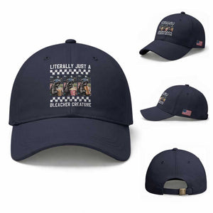Baseball Raccoon Literally Just a Bleacher Creature Baseball Cap Funny Trash Panda At Ballfield TS11 Baseball Cap Universal Fit Navy Print Your Wear