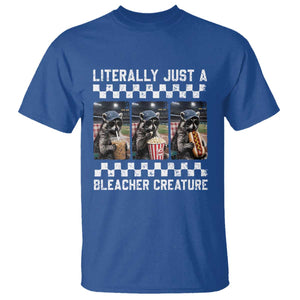 Baseball Raccoon Literally Just a Bleacher Creature T Shirt Funny Trash Panda At Ballfield TS11 Royal Blue Print Your Wear