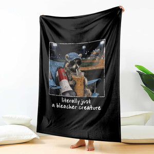 Baseball Raccoon Literally Just a Bleacher Creature Throw Blanket Funny Trash Panda Drinking Iced Coffee Ballfield TS11 Print Your Wear
