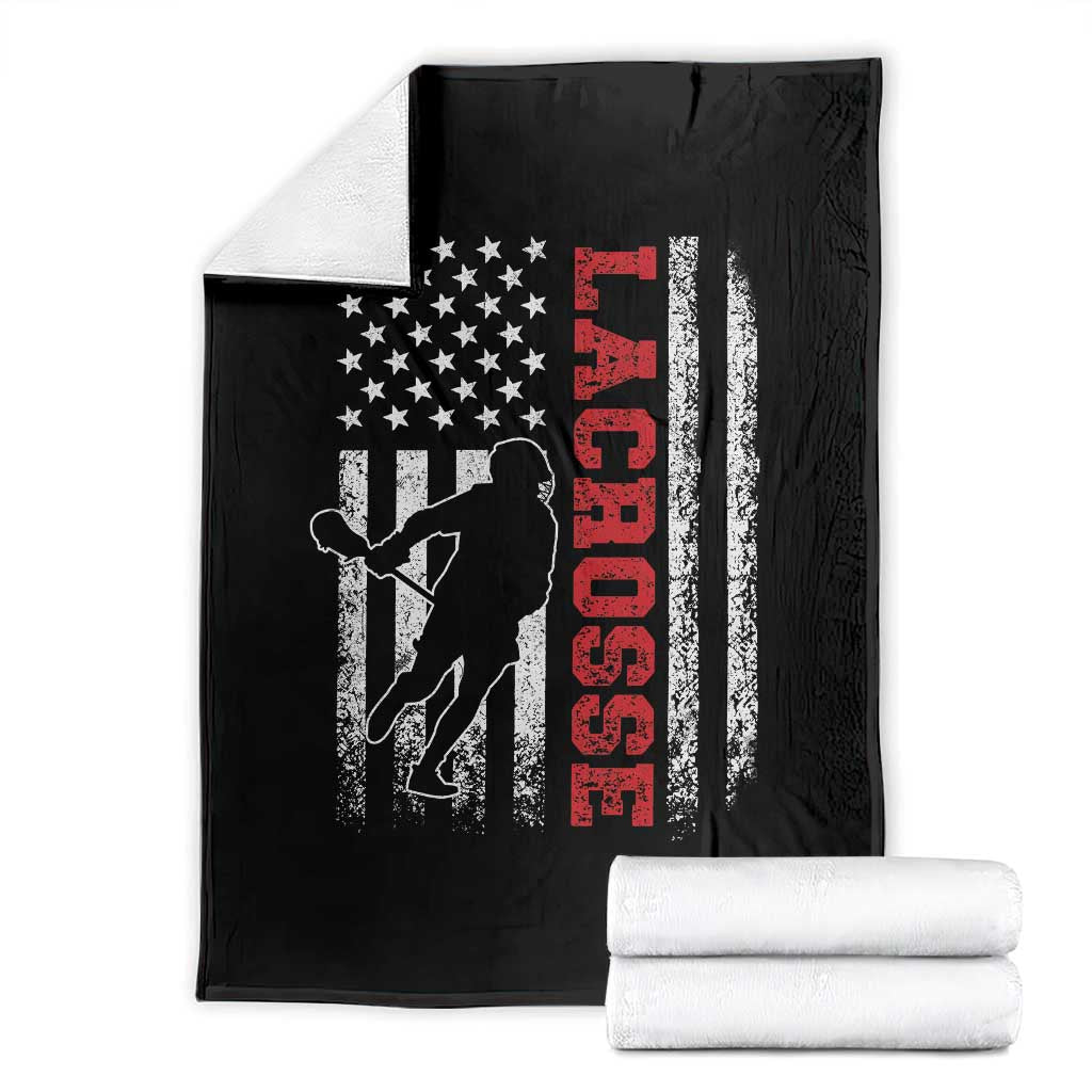Lacrosse American Flag Lax Men 4th of July Throw Blanket TS11 Black Print Your Wear