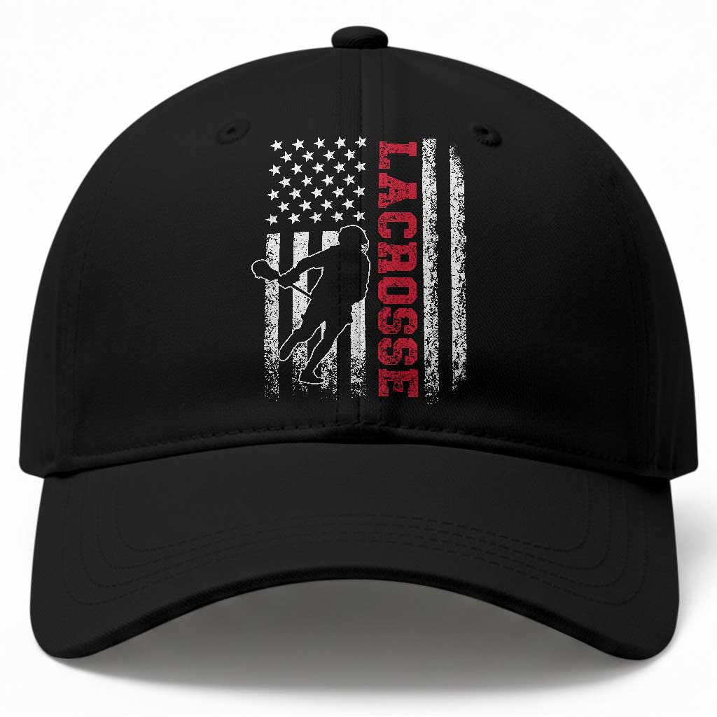 Lacrosse American Flag Lax Men 4th of July Baseball Cap TS11 Print Your Wear