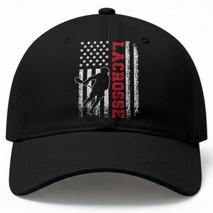 Lacrosse American Flag Lax Men 4th of July Baseball Cap TS11 Print Your Wear