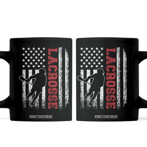 Lacrosse American Flag Lax Men 4th of July Coffee Mug TS11 Black Print Your Wear