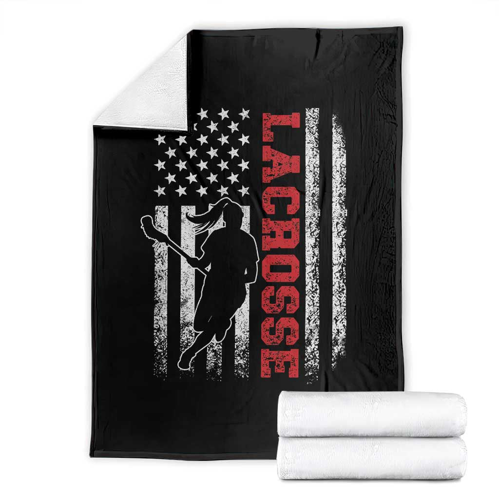 Lacrosse American Flag Lax Women 4th of July Throw Blanket TS11 Black Print Your Wear