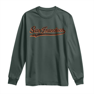 San Francisco Sports Script Retro Baseball Lovers Proud City Long Sleeve Shirt TS11 Dark Forest Green Print Your Wear