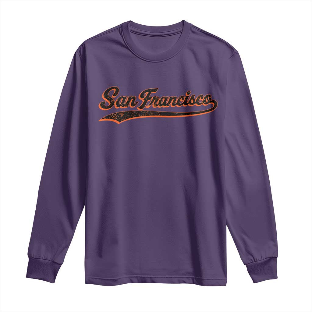 San Francisco Sports Script Retro Baseball Lovers Proud City Long Sleeve Shirt TS11 Purple Print Your Wear
