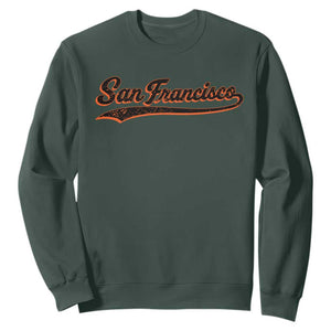 San Francisco Sports Script Retro Baseball Lovers Proud City Sweatshirt TS11 Dark Forest Green Print Your Wear