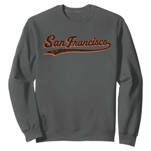 San Francisco Sports Script Retro Baseball Lovers Proud City Sweatshirt TS11 Dark Heather Print Your Wear